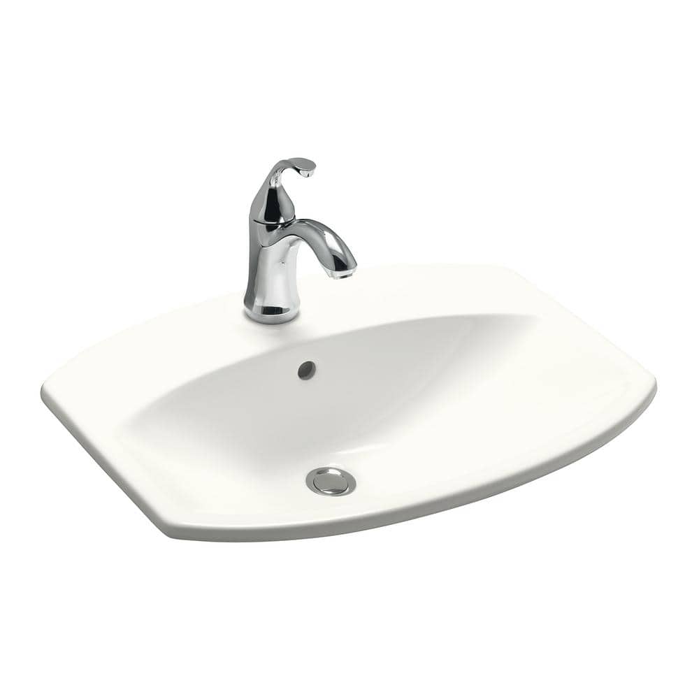 Cimarron White Ceramic Rectangular Drop-in Bathroom Sink