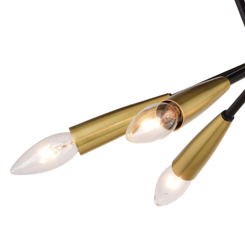 Ellis 16.25" Matte Black and Satin Brass Semi-Flush Mount Ceiling Light