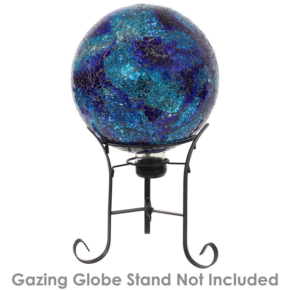 Deep Ocean Blue Crackled Glass Outdoor Gazing Globe, 10"