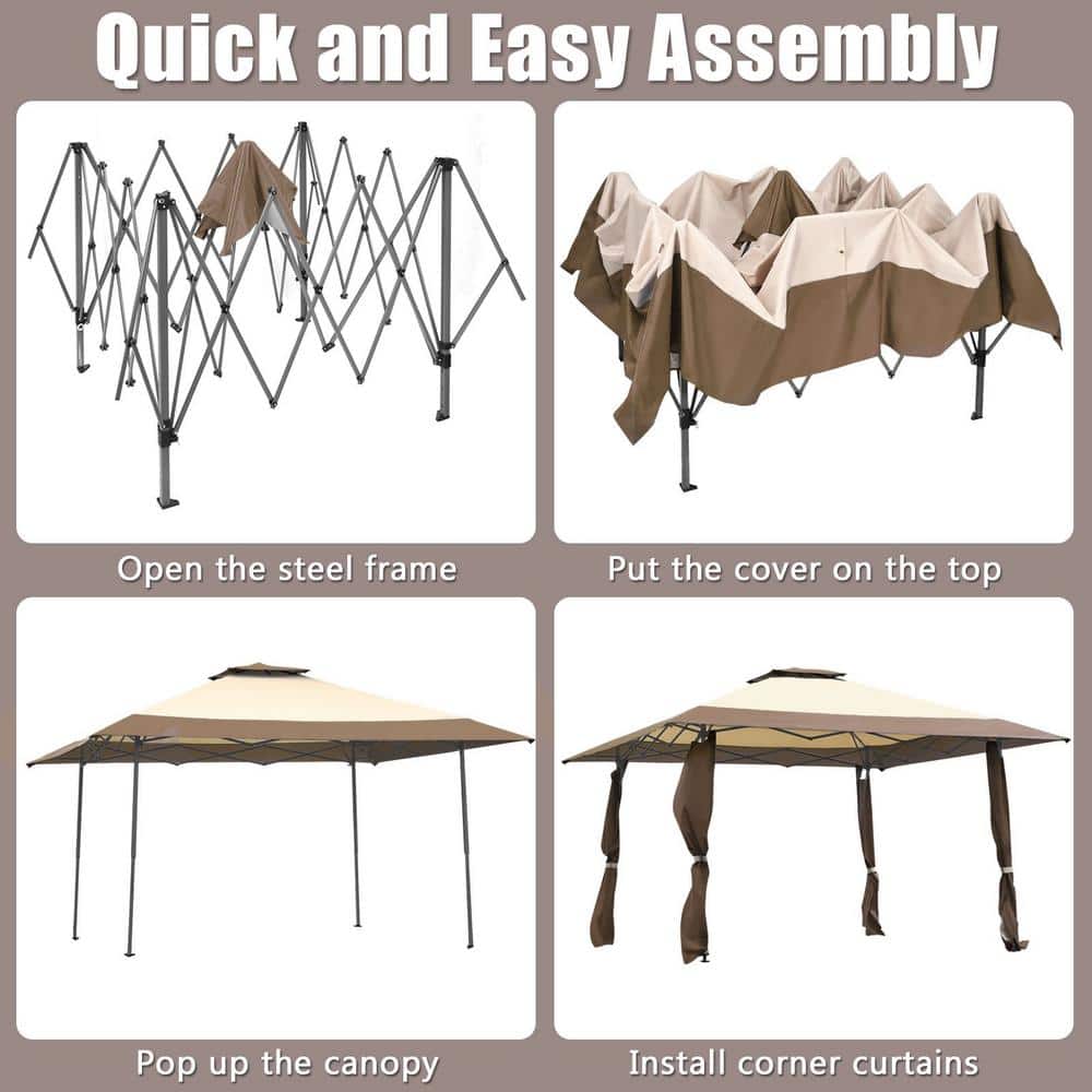 13' x 13' Brown and Beige Outdoor Folding Canopy Tent