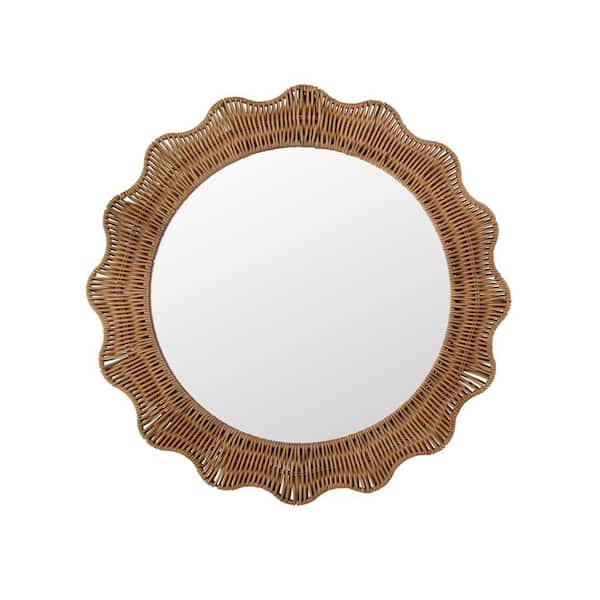 Natural Scalloped Framed Mirror (24 in. W x 24 in. H)