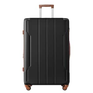 25 in. Black Brown Hardshell Spinner Suitcase with TSA Lock Light weight Expandable (Single Luggage)