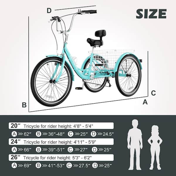 BOZTIY 26 Inch Cruise Trike, 3 Wheel 7 Speed Bikes Three-Wheeled