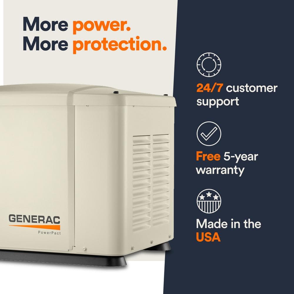 Generac 7.5kW Bisque Steel Standby Generator with Transfer Switch