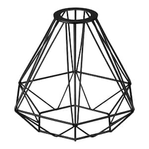 Matte Black Geometric Diamond Metal Pendant Lamp Shade with 2-1/4 in. Fitter