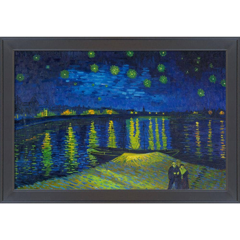 Starry Night Over The Rhone by Vincent Van Gogh Hand Painted Oil Painting with Galerie Black 24x36