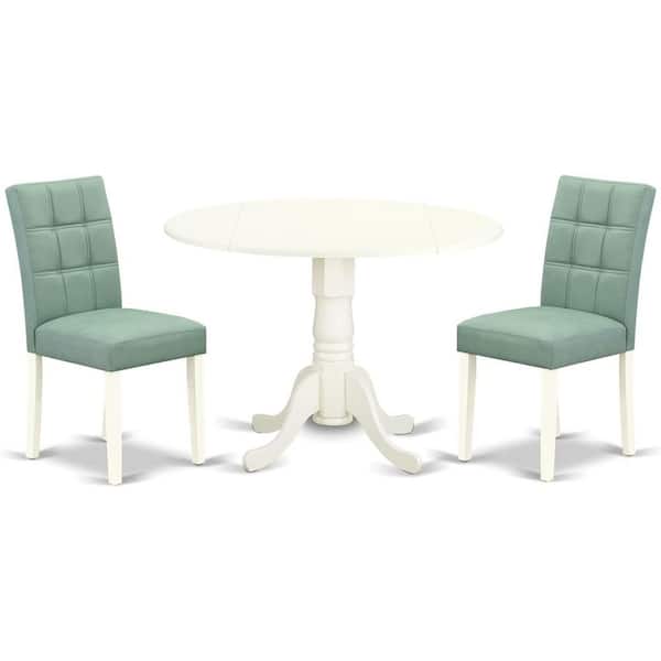 HOME IMPORTS EMPORIUM 3-Piece Linen white Solid Wood Top-Round Dining Room Set with Dropleaf-Seats 4