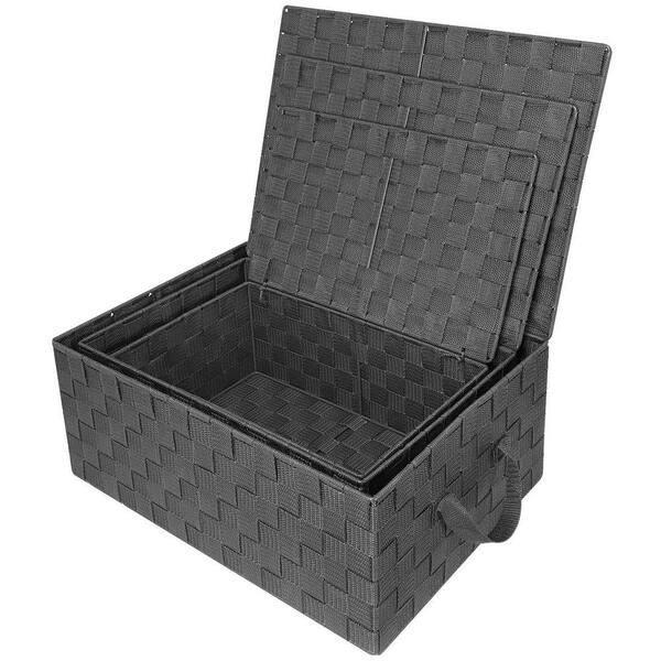Sorbus Storage Baskets with Lid, Gray 17 in. W x 7 in. H Plastic