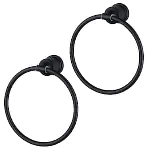 Wall Mounted Round Closed Towel Ring Bath Hardware Accessory in Black