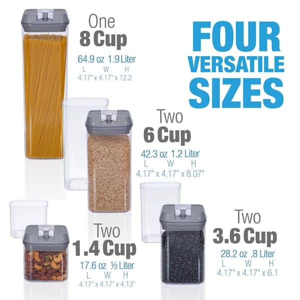Cheer Collection Airtight Food Storage Containers, Set of 7 (Gray)