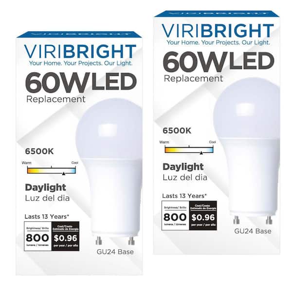 60-Watt Equivalent A19 GU24 Dimmable Energy Star LED Light Bulb Daylight 6500K - 2 Pack