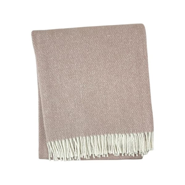 Dusty Rose, White Herringbone Microfiber, Cotton Throw Blanket