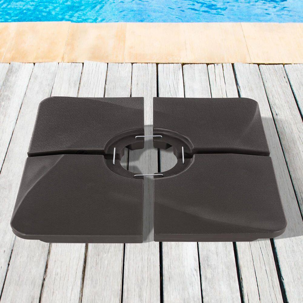 Sonkuki Patio Umbrella Base Filled With Sand or Water, HDPE Plastic for Cantilever Umbrella With 8–10 ft. Canopy in Dark Brown R-DZ92 - The Home Depot