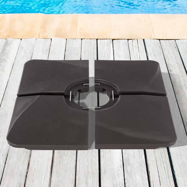 Patio Umbrella Base Filled With Sand or Water, HDPE Plastic for Cantilever Umbrella With 8–10 ft. Canopy in Dark Brown