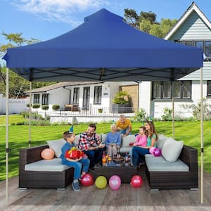 10 ft. x 10 ft. Portable Pop Up Canopy Event Party Tent Adjustable with Roller Bag Blue