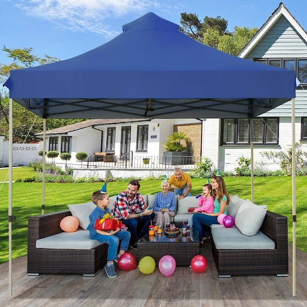 10 ft. x 10 ft. Portable Pop Up Canopy Event Party Tent Adjustable with Roller Bag Blue