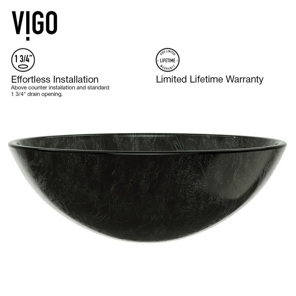 Gray Onyx 17" Circular Glass Vessel Sink