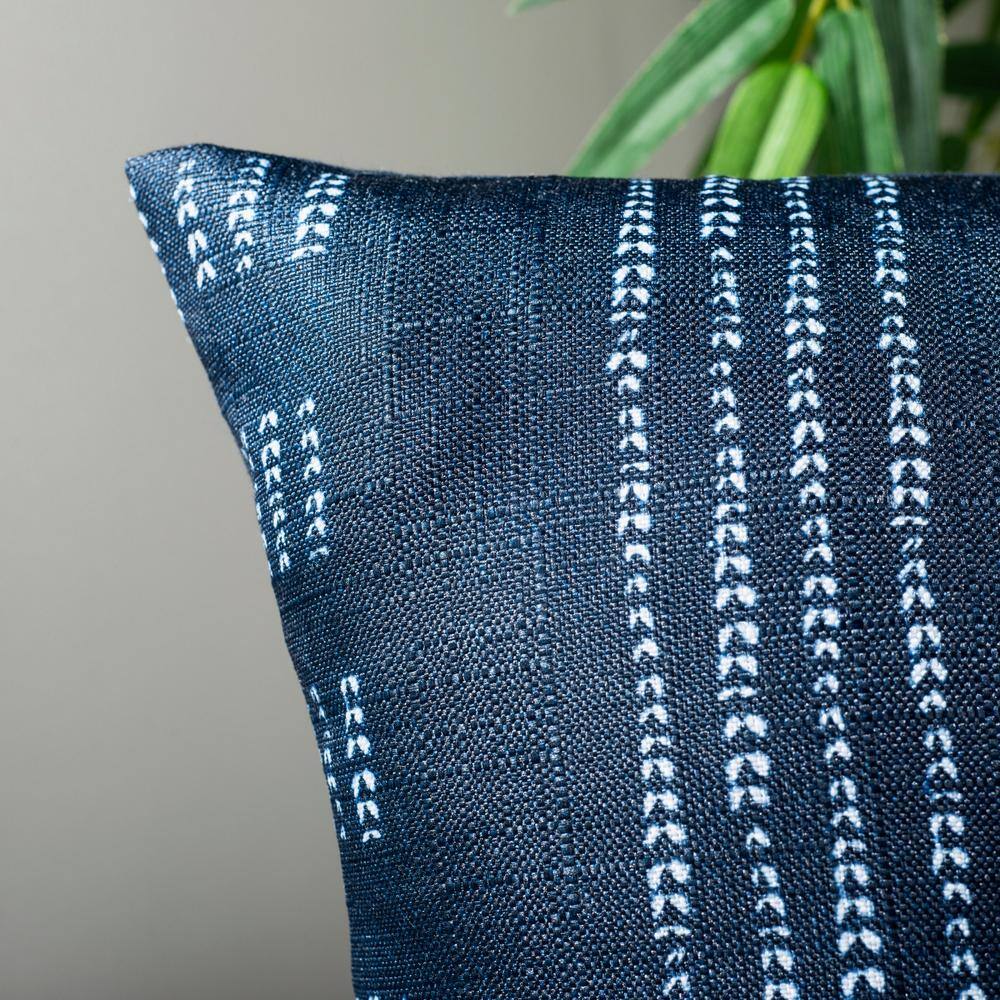 Madelyn 16" Navy and White Striped Decorative Pillow
