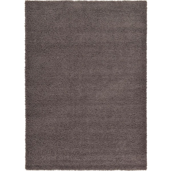 Unique Loom Solid Shag Graphite Gray 7 ft. x 10 ft. Area Rug