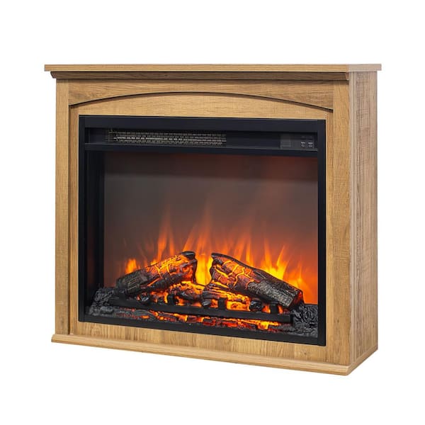 28 in. 1500-Watt Brown 5000 BTU Recessed Electric Fireplace Utility Convection Infrared Space Heater