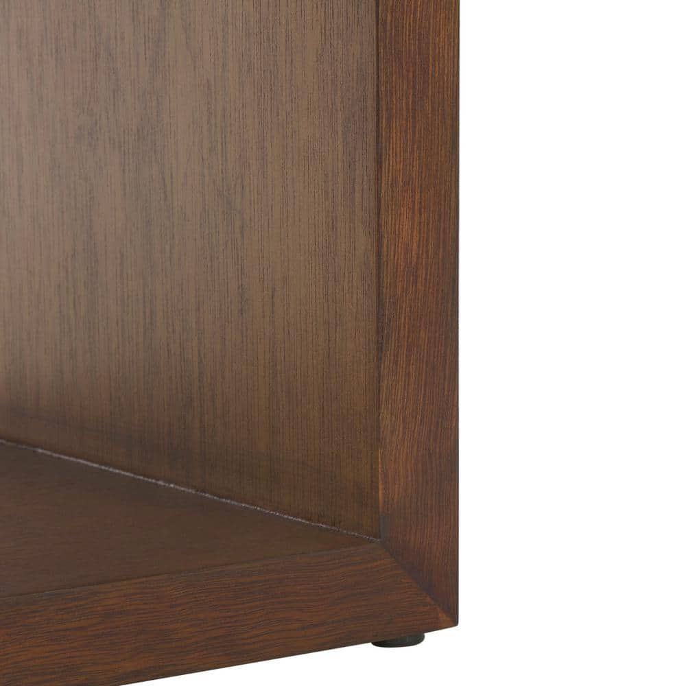 Dark Wood and Black Steel Console Table with Storage