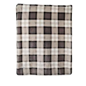 50 in. x 60 in. Gray Plaid Machine Washable Waterproof Pet Blanket