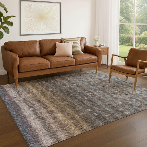 Chantille Machine Washable Indoor/Outdoor Abstract ACN2316 Brown 8 ft. x 10 ft. Area Rug