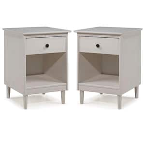 Modern 1-Drawer White Nightstand (2-Pack)