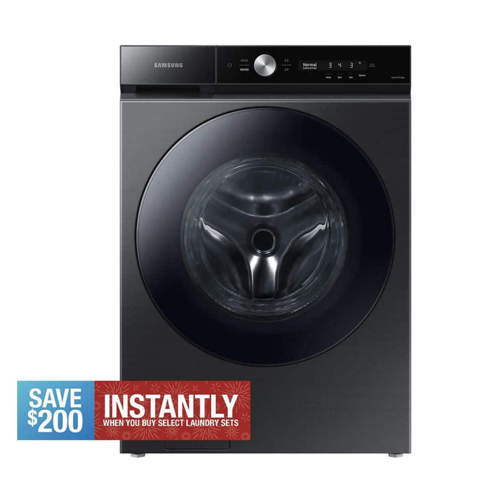 Samsung Bespoke 5.3 cu. ft. Ultra-Capacity Smart Front Load Washer in Brushed Black with Super Speed Wash and AI Smart Dial