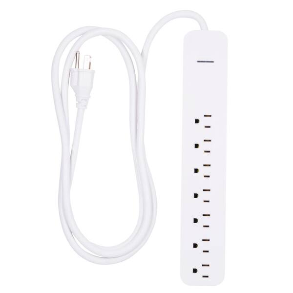 GE 7-Outlet 1,080-Joules Surge Protector with 6 ft. Cord, White