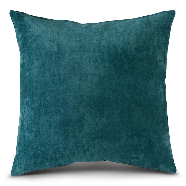 Greendale Home Fashions Solid Aqua Velvet 20 in. x 20 in. Square Throw Pillow