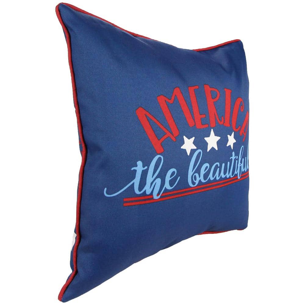 18" x 18" Navy America the Beautiful Reversible Outdoor Throw Pillow