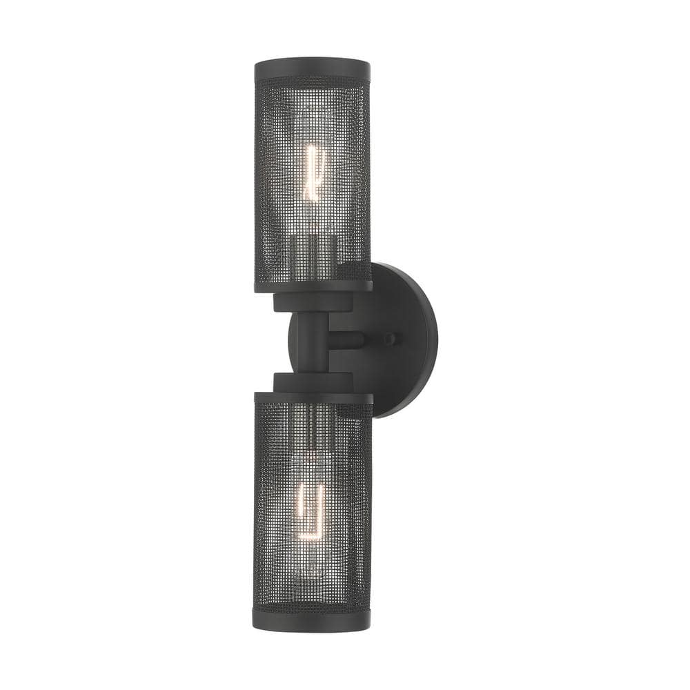 Industro Dual-Light Dimmable Sconce in Black & Brushed Nickel