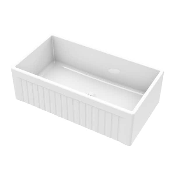 IPT Sink Company Farmhouse Apron Front Fireclay 33 in. Single Bowl ...