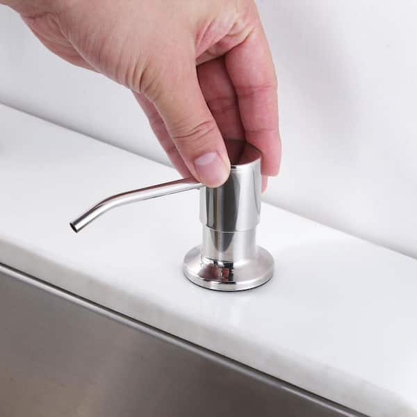 Built in Soap Dispenser Stainless Steel Countertop Pump Head with 17 oz. Liquid Bottle in Polished Chrome