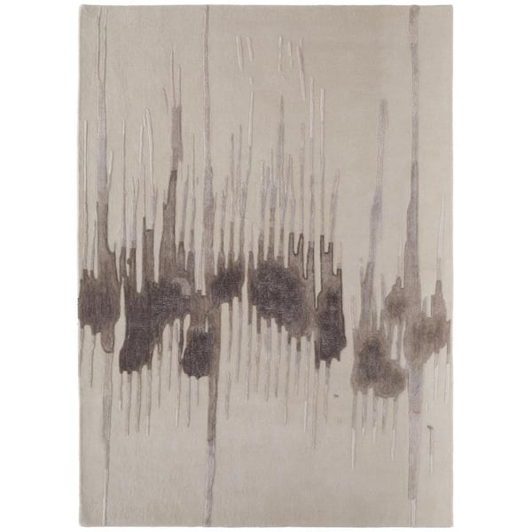 HomeRoots 8 ft. x 10 ft. Ivory, Taupe, Brown Abstract Area Rug