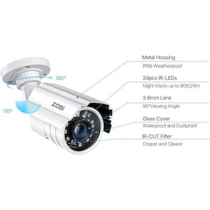 80 ft. Wired 2MP Outdoor Bullet Security Camera Compatible with 4-In-1 HD-CVI/TVI/AHD/960H Analog CVBS IR Night Vision