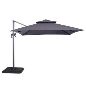 2pc Vries 8 ft. Steel Cantilever Crank Tilt And 360 Square Patio Umbrella in Gray With Base