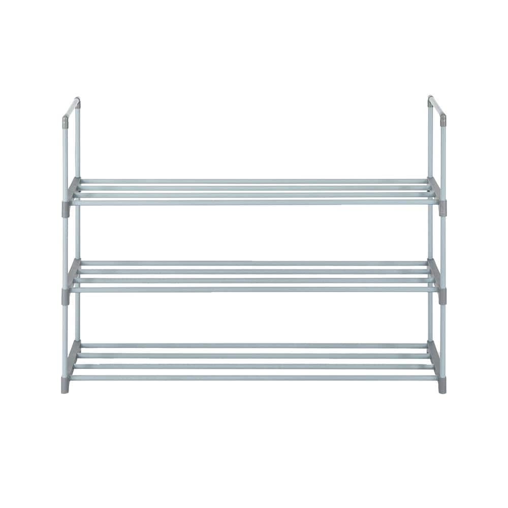 13.3 H 12-Pair 1-Tier Gray Plastic Shoe Rack, Dark Gray