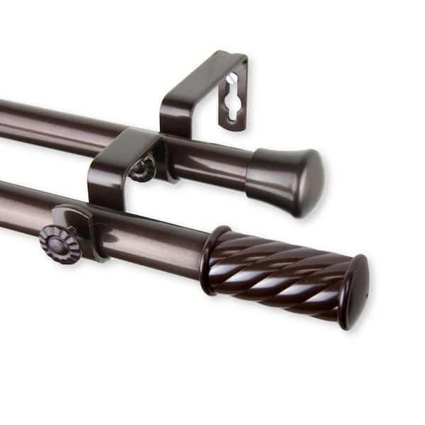 Rod Desyne Grip 66 in. - 120 in. Double Curtain Rod in Cocoa