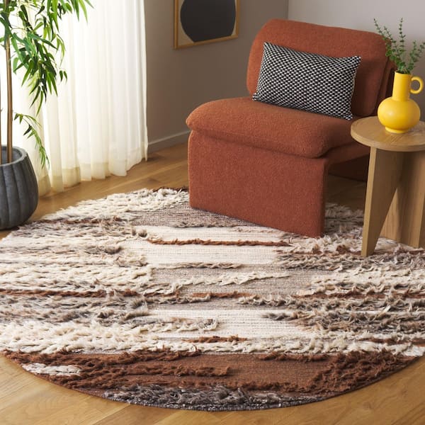 Kenya 6 ft. x 6 ft. Gray/Brown Abstract Round Rug