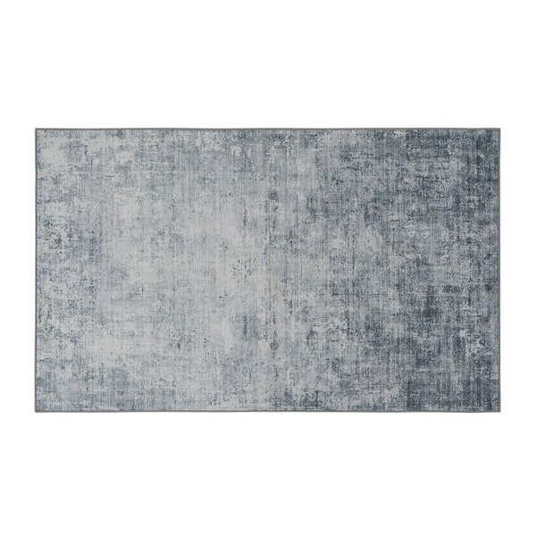 Hazen Abstract Printed Chenille Blue 3 ft. x 5 ft. Polyester Accent Rug