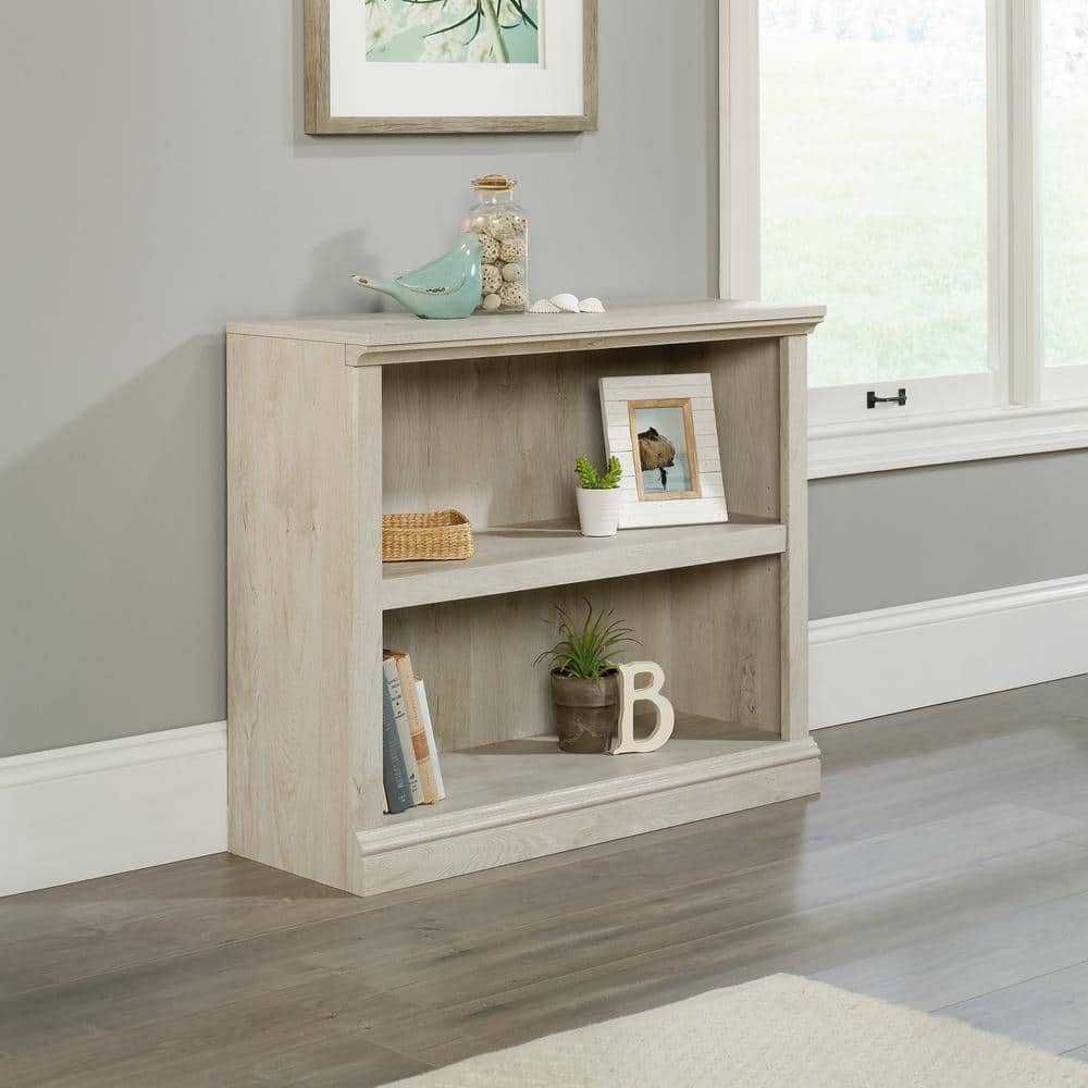 Adjustable Chalked Chestnut Wood 2-Shelf Bookcase