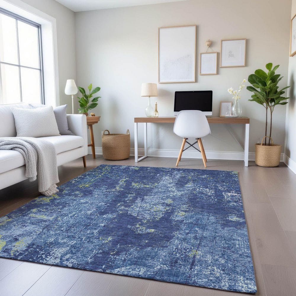 Mayfield Premium Machine Washable Abstract AMF1389 Navy 3 ft. x 4 ft. Area Rug price history on PriceWatchPro