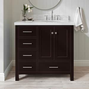 Cambridge 37 in. W x 22 in. D x 36 in. H Bath Vanity in Espresso with Carrara White Marble Top