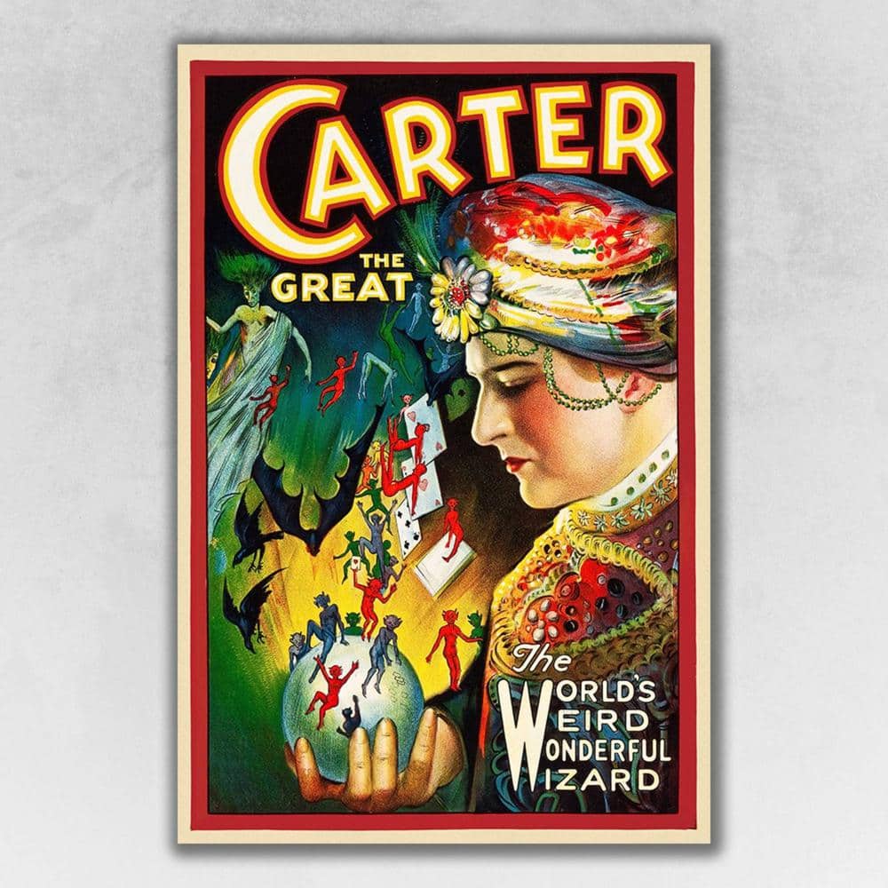 HomeRoots Market Vintage C1920S Carter Vintage Magic Poster Wooden