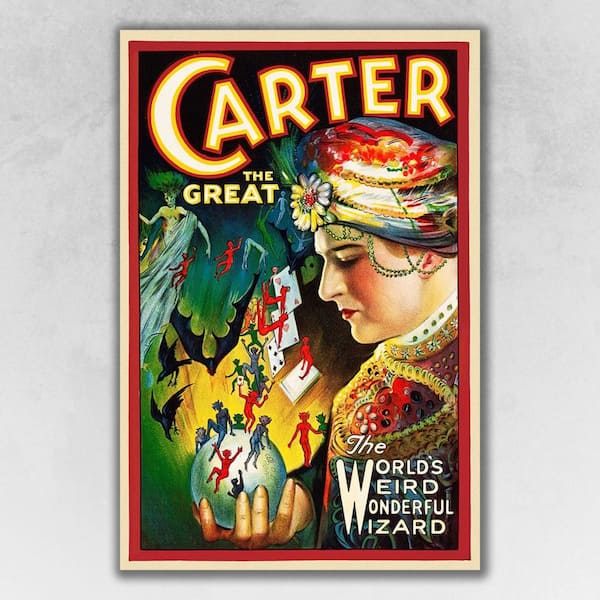 HomeRoots Market Vintage C1920S Carter Vintage Magic Poster Wooden Wall Art