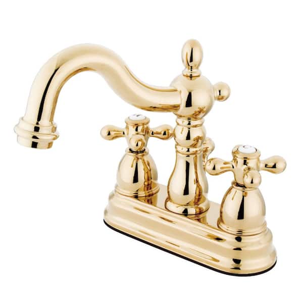 Kingston Brass Heritage 4 in. Centerset 2-Handle Bathroom Faucet in Polished Brass