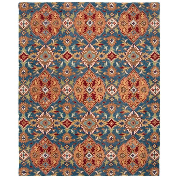 Heritage Camel/Blue 8 ft. x 10 ft. Floral Area Rug