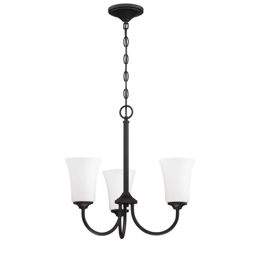 Gwyneth 3-Light Flat Black Finish w/Frost White Glass Transitional Chandelier for Kitchen/Dining/Foyer, No Bulb Included price history on PriceWatchPro